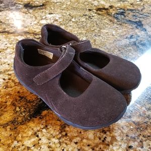 Land's End Brown Suede Girls Mary Jane Shoes 2W Wide